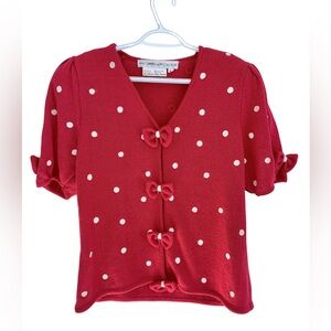 Vintage Anne Crimmins for Umi Collection Short Sleeve Polka Dot Sweater
